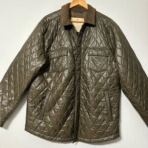 Tommy Bahama Quilted Olive/Brown Field, Driving, Casual Coat/Jacket Corduroy. L